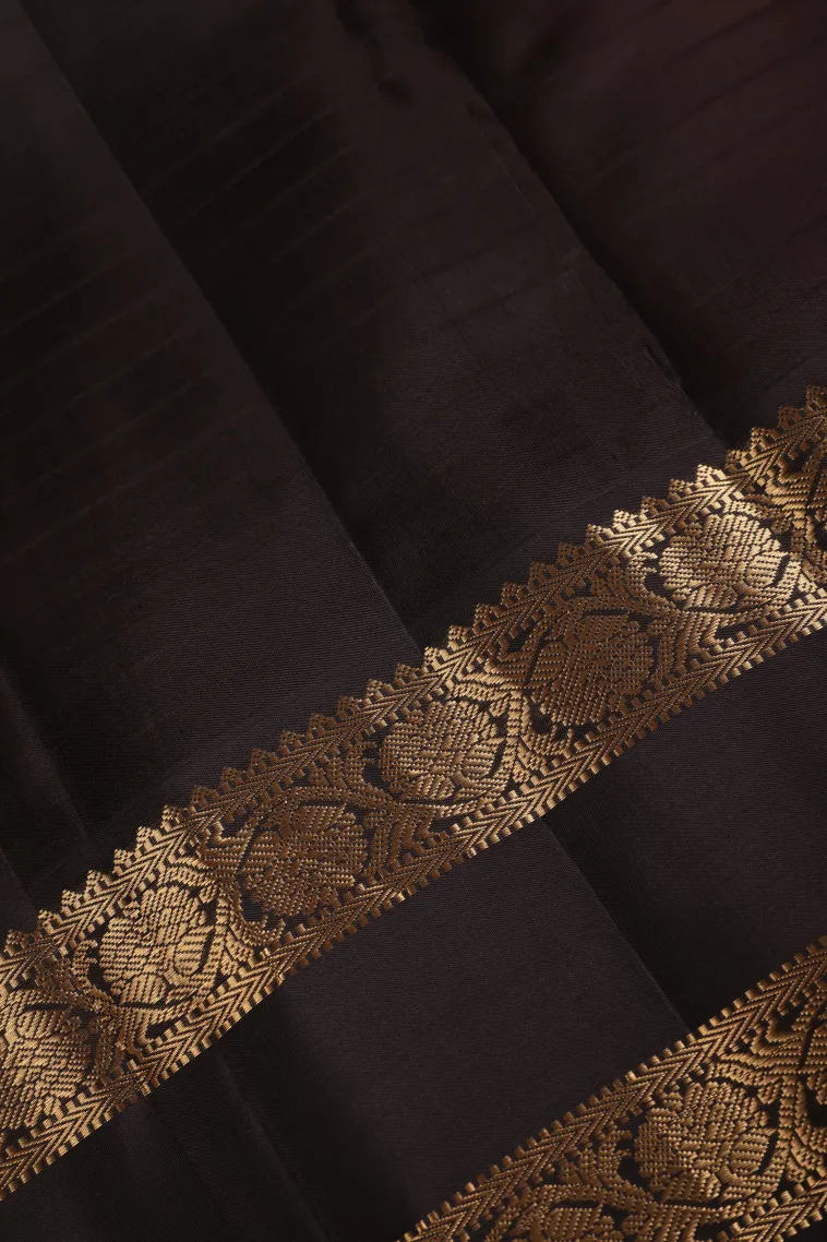 Fire Orange Soft Silk Saree with Gold Zari Checks And Puttas view 3