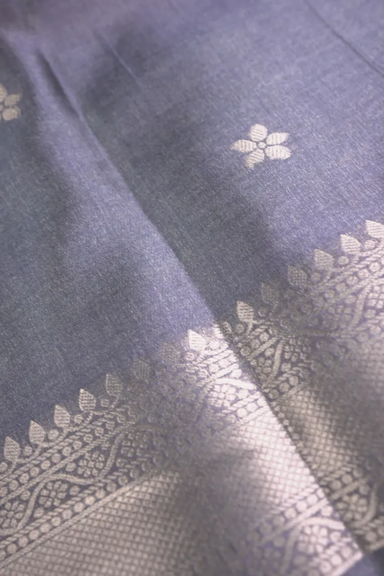 Sandollar Yellow Semi Tussar Silk with Bronze Zari Stripes view 3