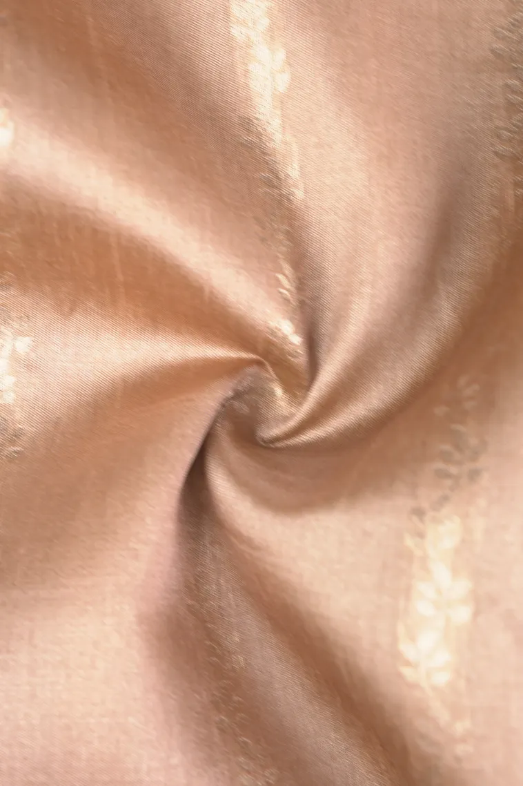 Sandollar Yellow Semi Tussar Silk with Bronze Zari Stripes view 4