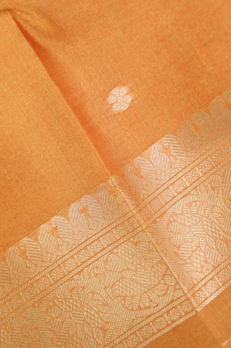 Navy Blue Tussar Saree with Bronze Zari Ikkat view 3