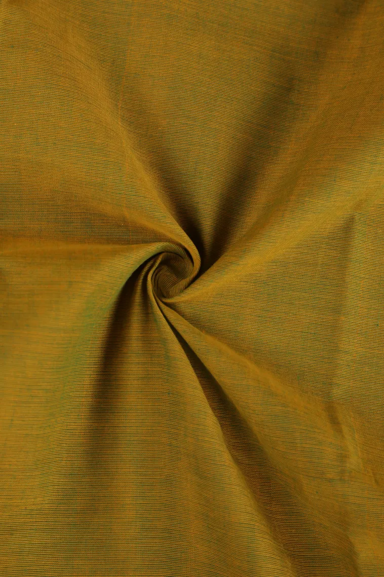 Olive Green Chettinad Cotton Sarees with Gold Zari Plain view 4