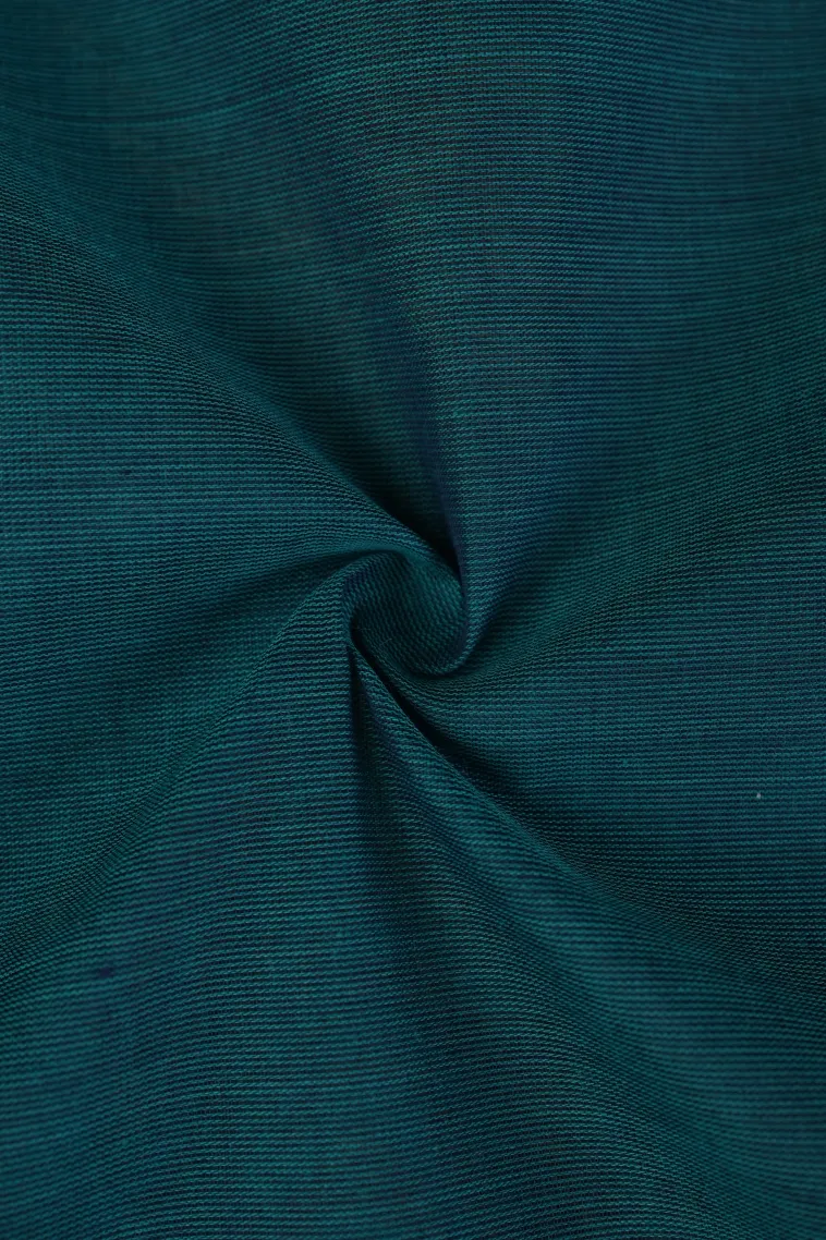 Aegean Blue Chettinad Cotton Sarees with Gold Zari Plain view 4