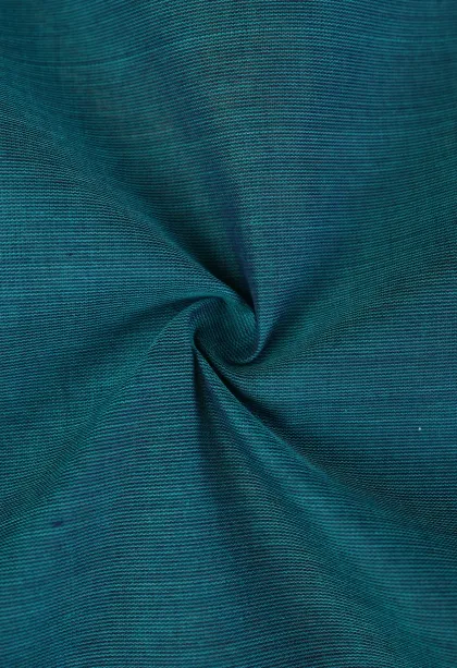 Aegean Blue Chettinad Cotton Sarees with Gold Zari Plain