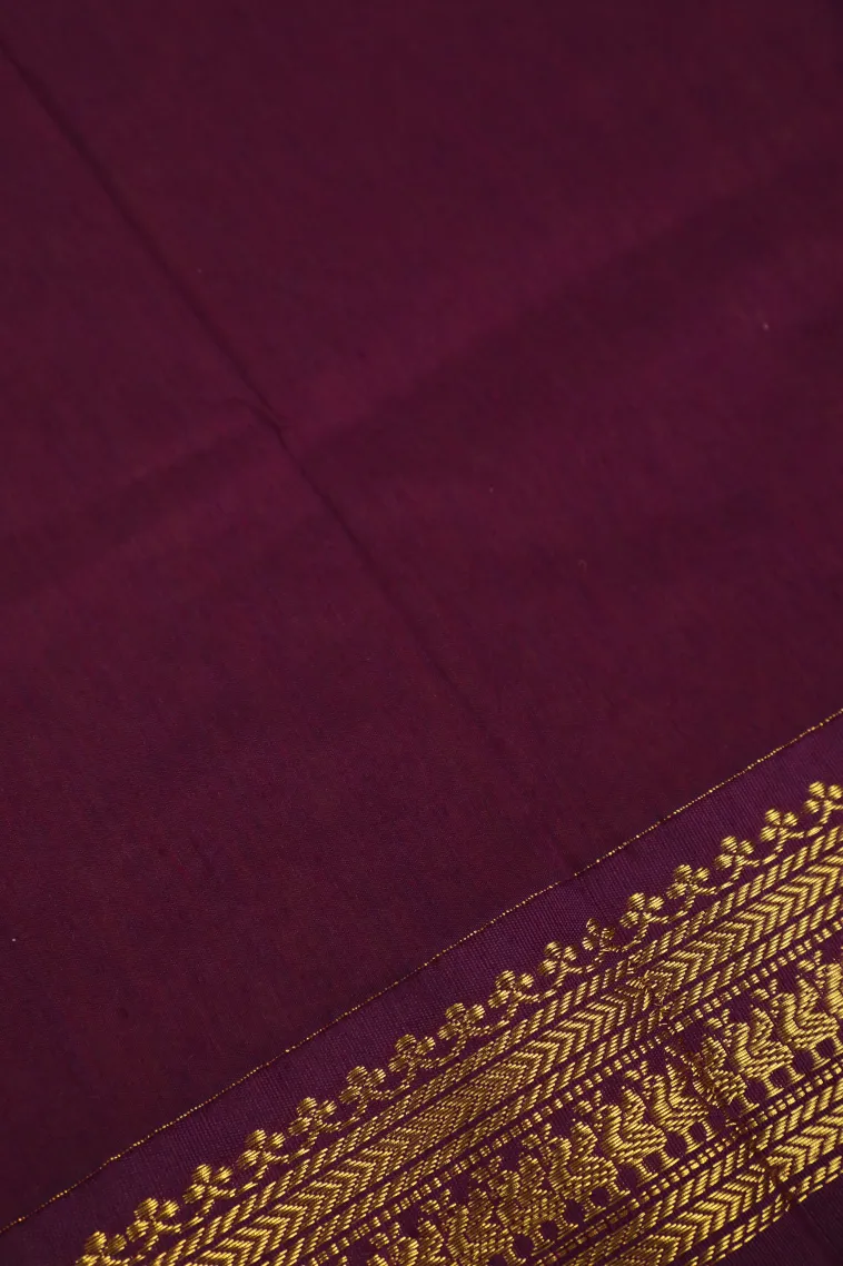 Lime Green Kalyani Cotton with Gold Zari Plain view 3