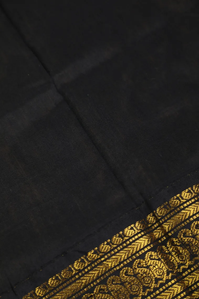 Tan Yellow Kalyani Cotton with Gold Zari Mango Puttas view 3