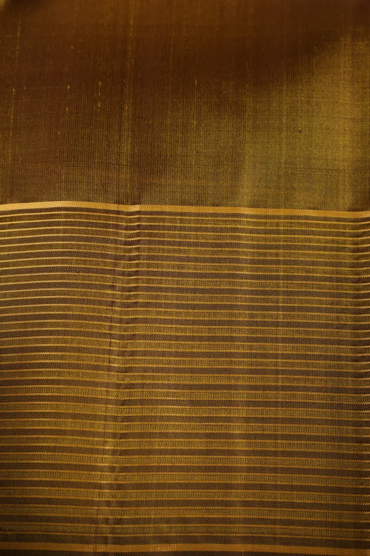 Chocolate Brown Soft Silk Saree with Gold Zari Plain view 3