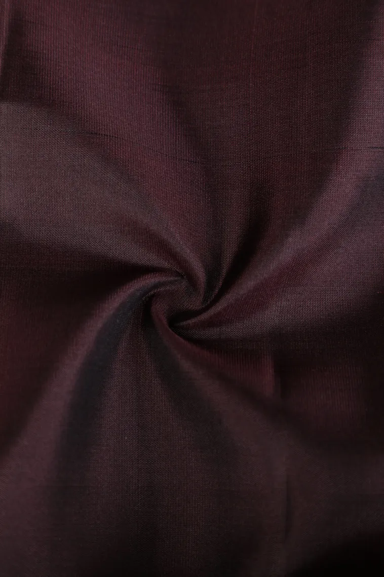 Chocolate Brown Soft Silk Saree with Gold Zari Plain view 4