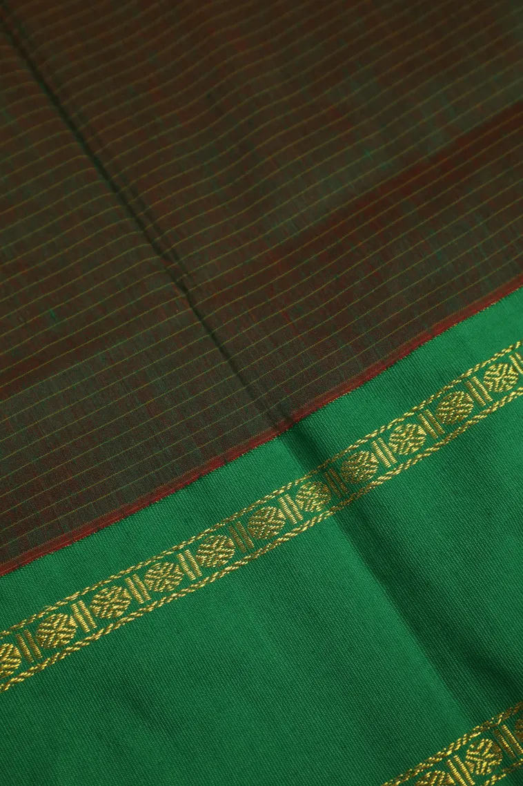 Dawn Red Kalyani Cotton with Gold Zari Small Checks Pattern view 3