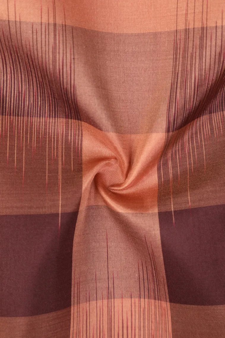 Peach Pink Soft Silk Saree with Gold Zari Plain view 4