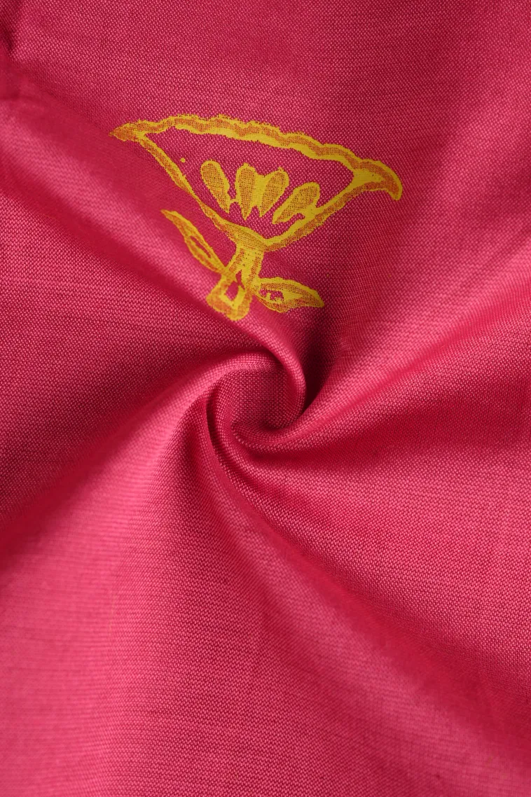 Bubblegum Pink Poly Cotton Sarees Without Zari With Flower Mottif view 4