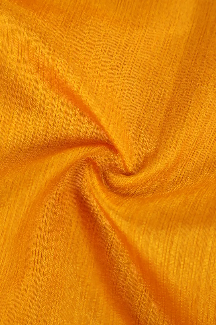 Gold Semi Tussar Silk with Gold Zari Plain view 4