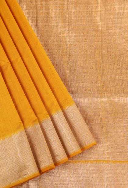 Gold Semi Tussar Silk with Gold Zari Plain