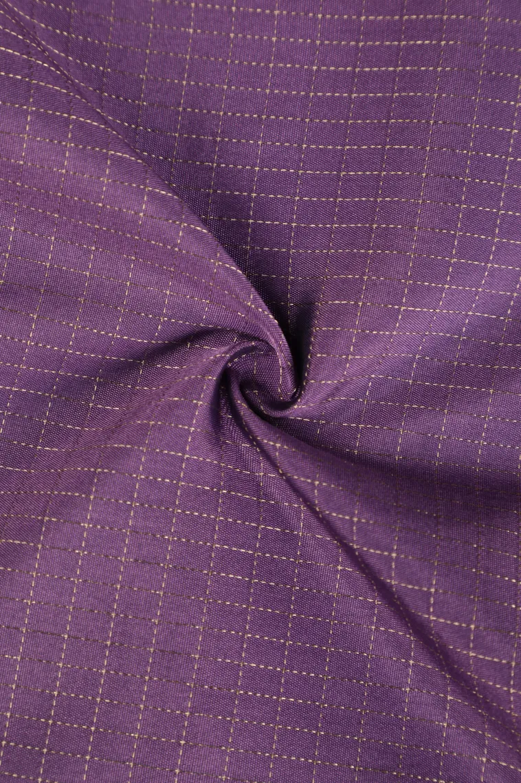 Mauve Purple Arani Silk Sarees with Gold Zari Small Checks Pattern view 4