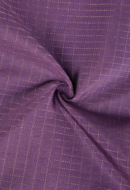 Mauve Purple Arani Silk Sarees with Gold Zari Small Checks Pattern