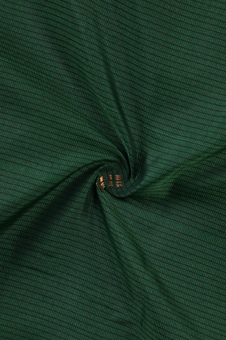 Seaweed Green Arani Silk Sarees with Gold Zari Stripes And Puttas view 4