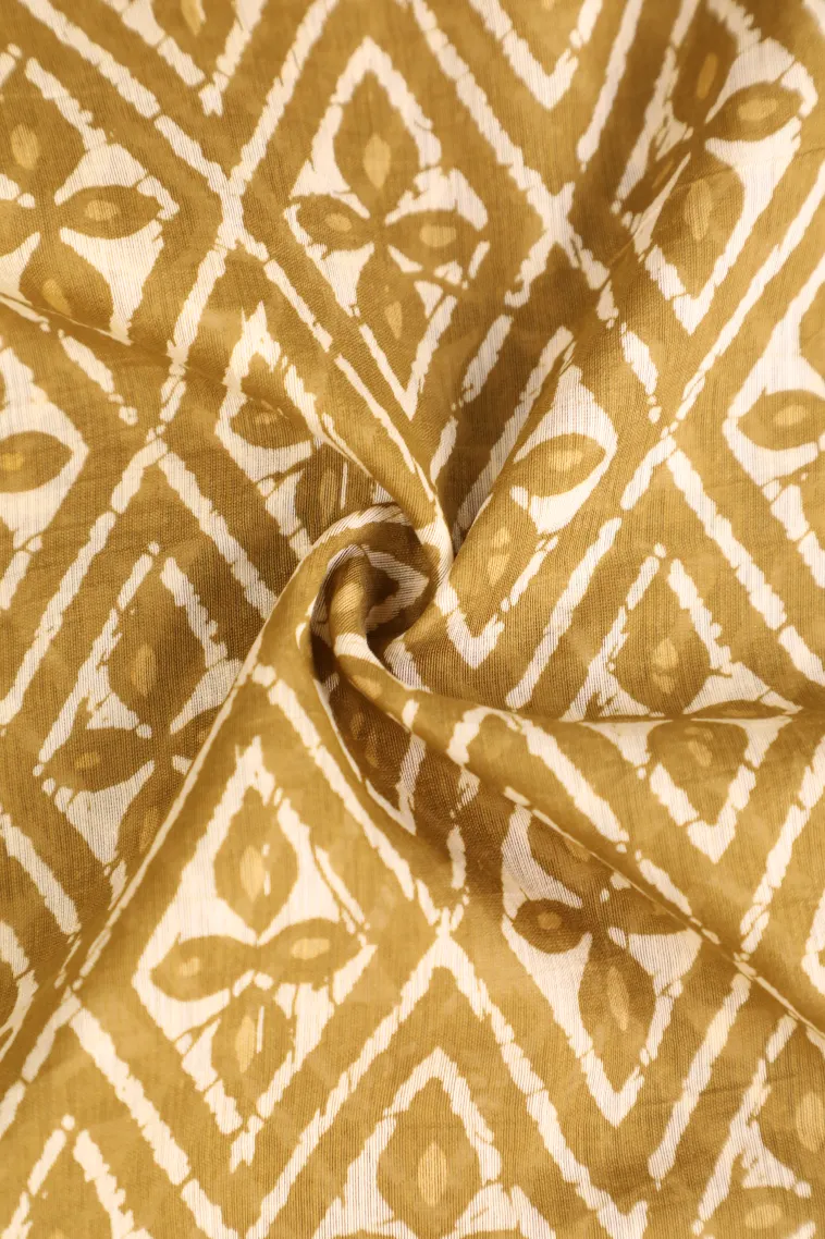 Oscar Gold Chanderi Cotton Sarees with Gold Zari Geometric Shapes view 4