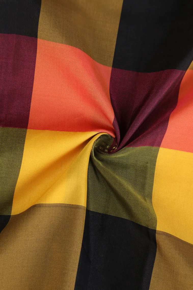 Lemon Yellow Arani Silk Sarees with Gold Zari Checks And Puttas view 4