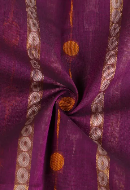 Viola Purple Kanchi Cotton Sarees Without Zari With Stripes And Puttas