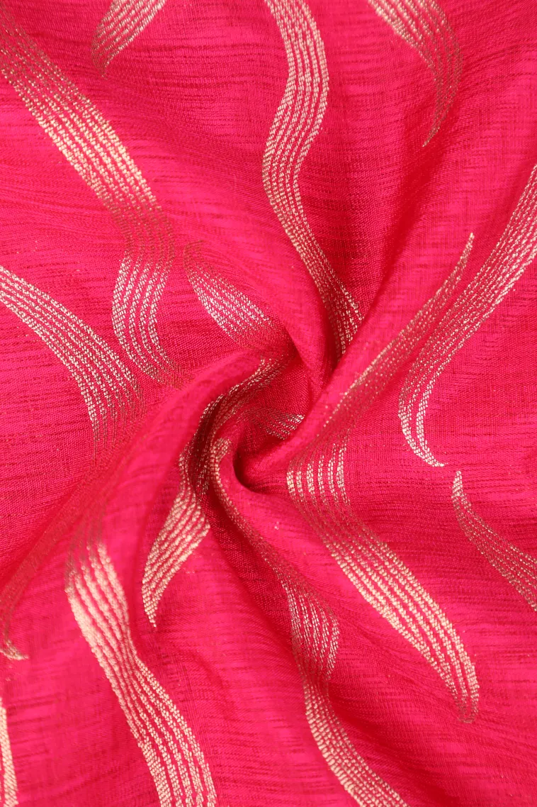 Magenta Pink Banaras Sarees with Copper Zari Leaf Pattern view 4