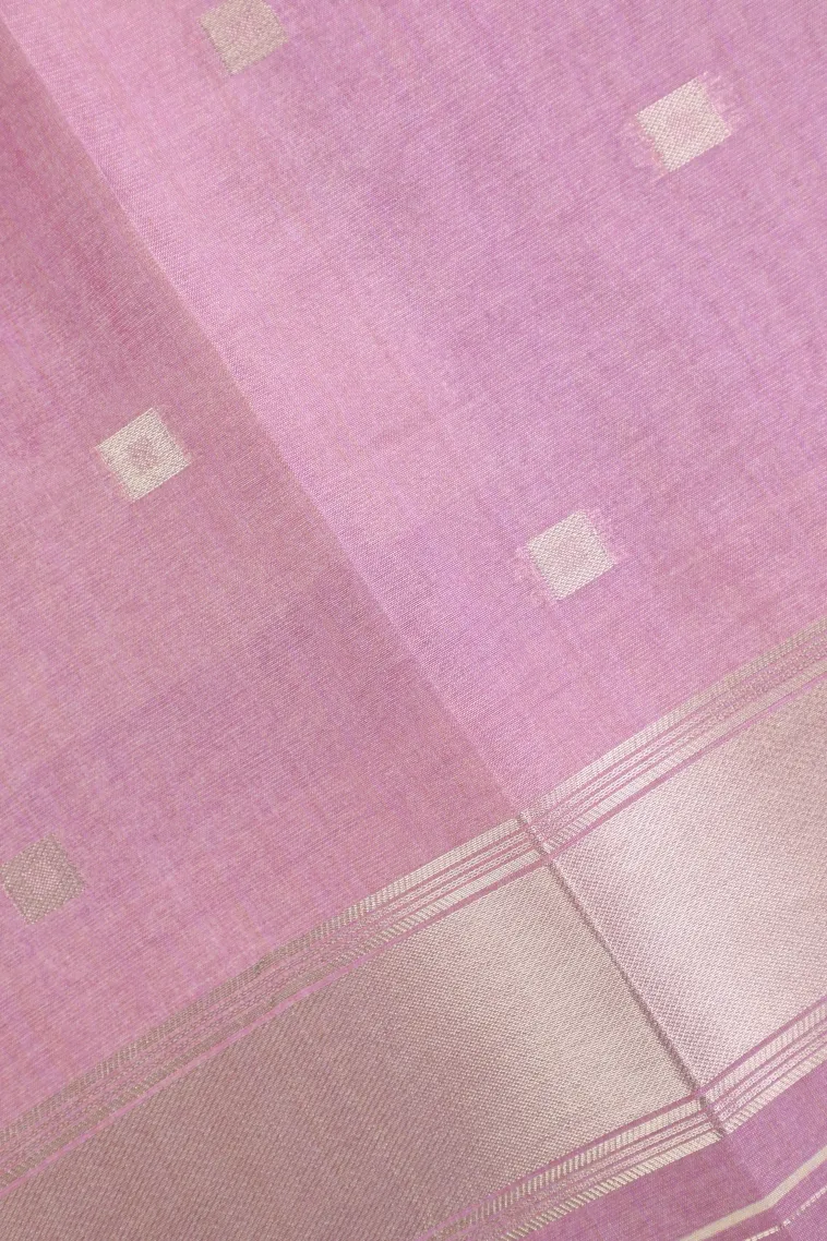 Blush Red Jute Sarees with Bronze Zari Geometric Shapes view 3