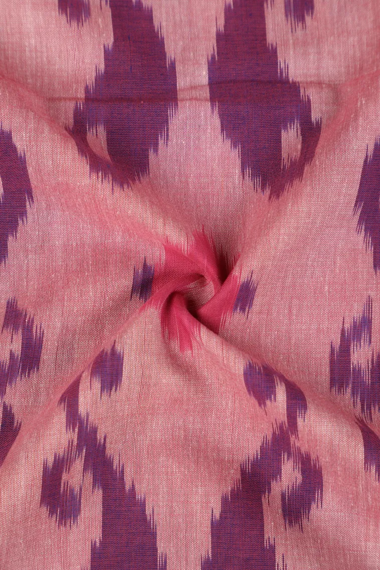 Lemonade Pink Ikkat Cotton Sarees Without Zari With Geometric Shapes view 4