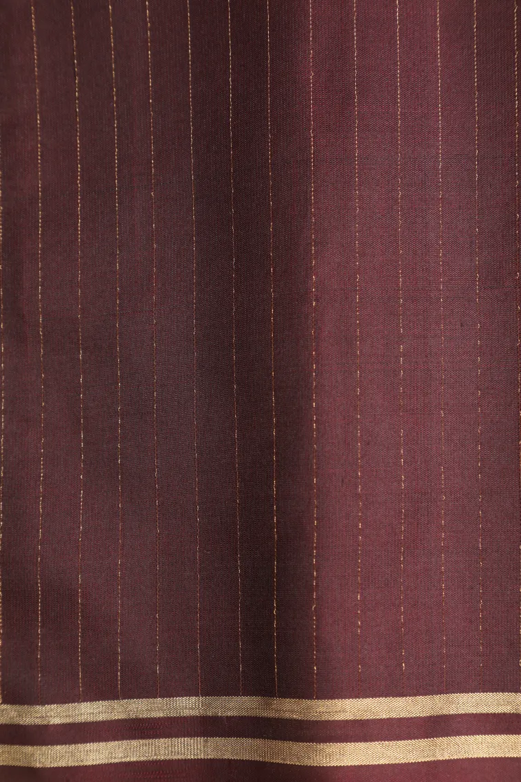 Fire Orange Soft Silk Saree with Gold Zari Stripes view 3
