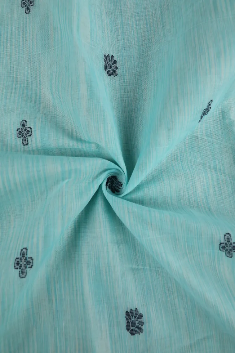 Arctic Blue Kanchi Cotton Sarees Without Zari With Flower Mottif view 4