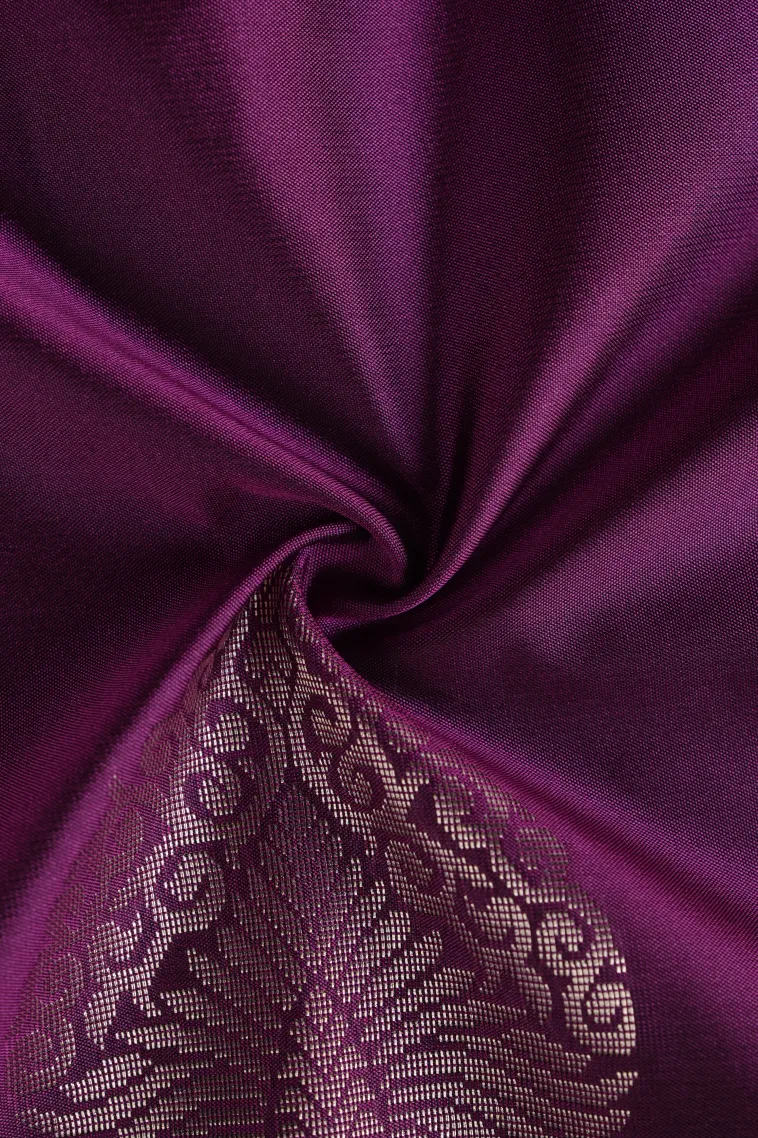 Bosenberry Purple Soft Silk Saree with Gold Zari Tree Mottif view 4