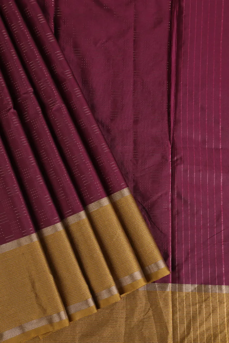 Grape Purple Arani Silk Sarees with Gold Zari Checks