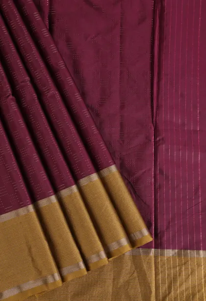 Grape Purple Arani Silk Sarees with Gold Zari Checks