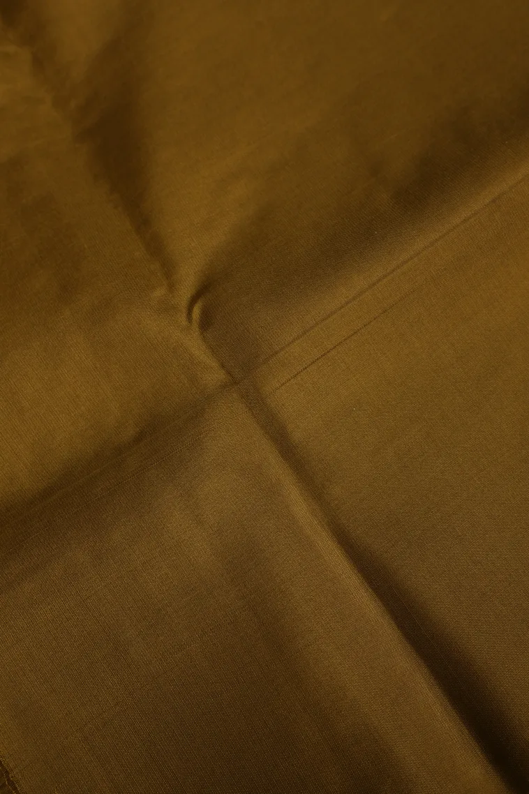 Lime Green Soft Silk Saree with Gold Zari Stripes And Puttas view 3