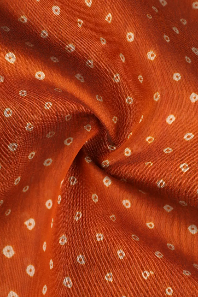 Fire Orange Chanderi Cotton Sarees Without Zari With Pathik Motifs view 4