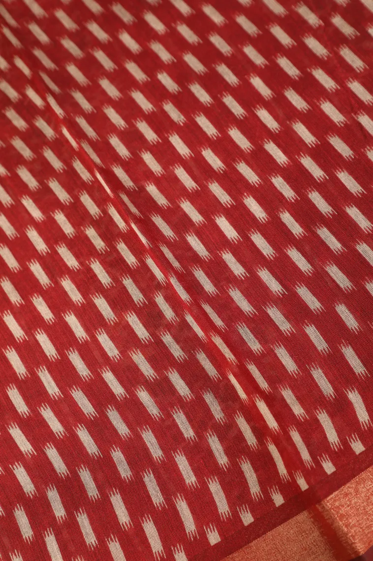 Fire Orange Chanderi Cotton Sarees Without Zari With Pathik Motifs view 3