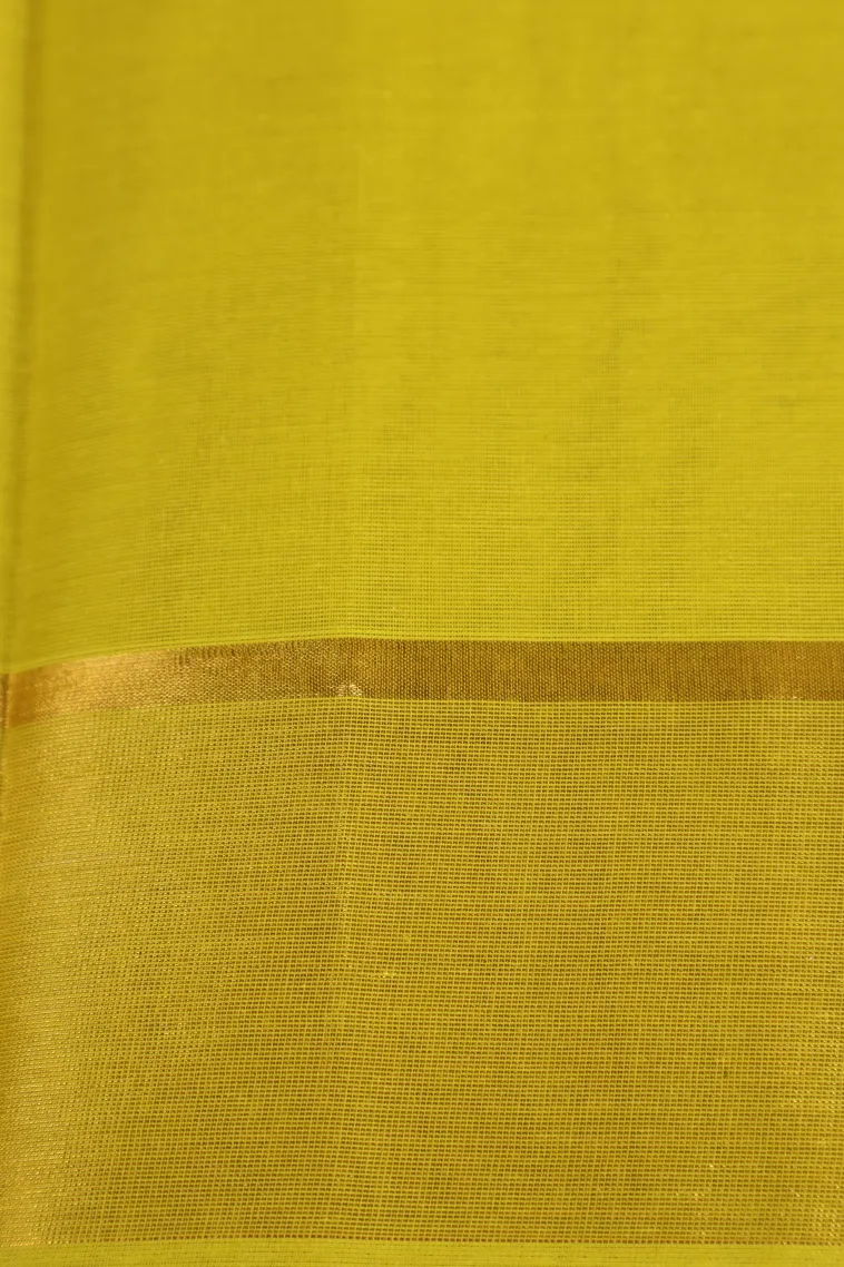 Lemon Yellow Kanchi Cotton Sarees with Gold Zari Buttis (small Dots Or Motifs) view 3