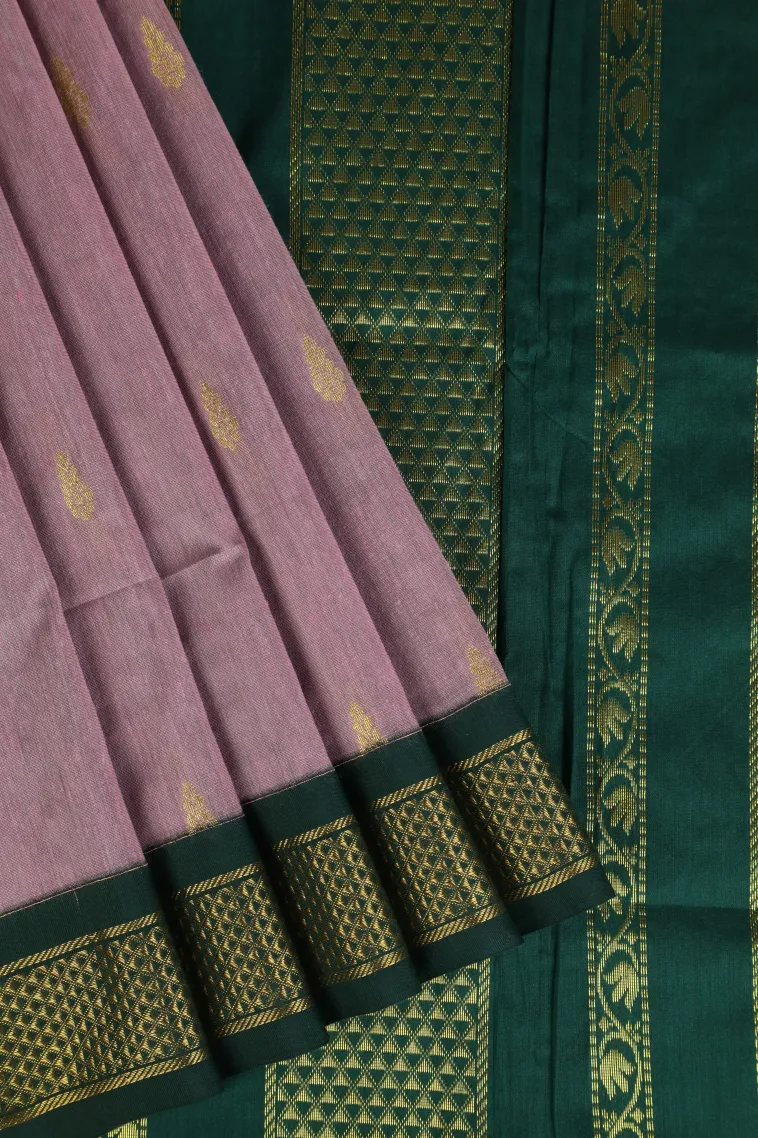 Lean Pink Kalyani Cotton with Gold Zari Buttis (small Dots Or Motifs)