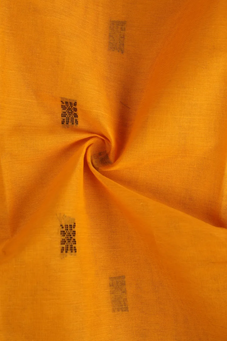 Latte Yellow Kanchi Cotton Sarees Without Zari With Buttis (small Dots Or Motifs) view 4