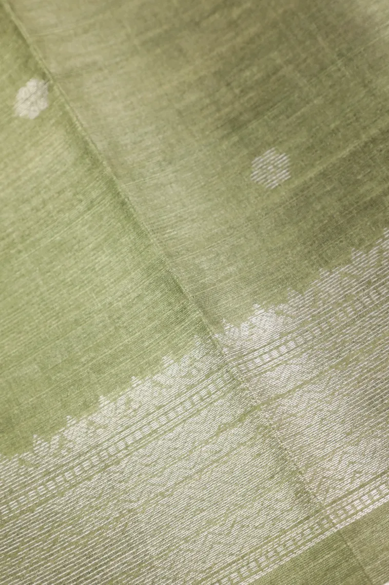 Tortilla Brown Tussar Saree with Bronze Zari Cross Stripes view 3