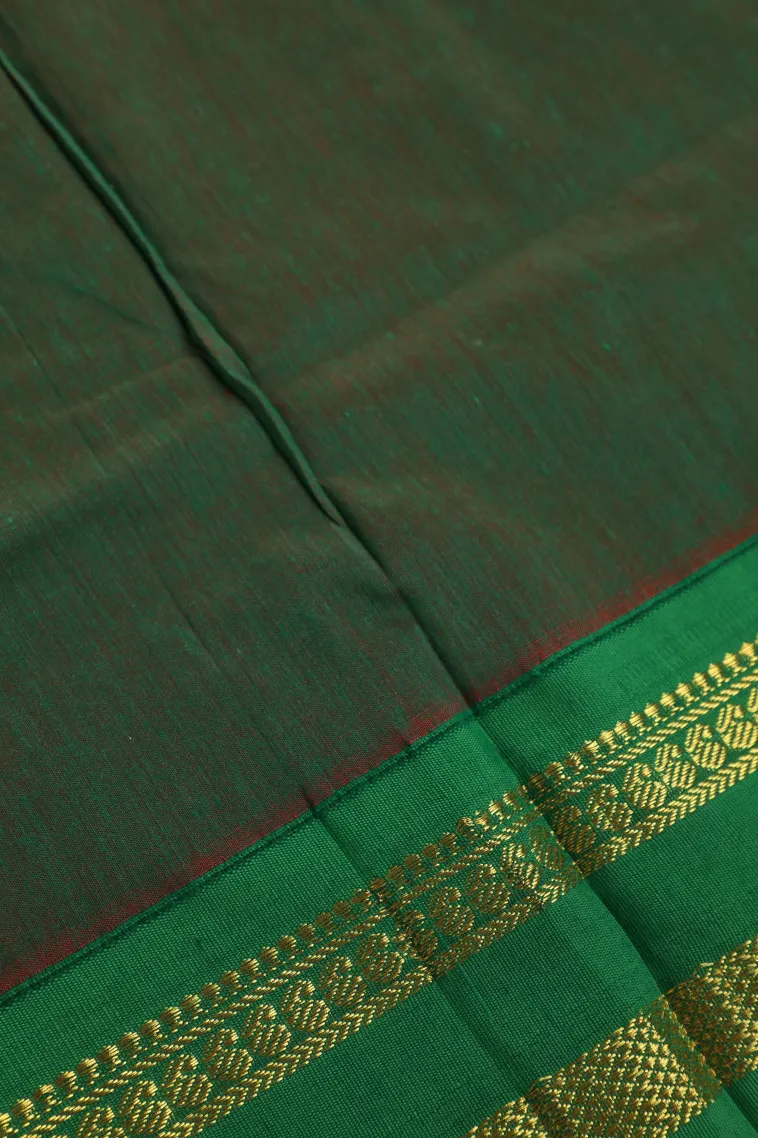 Fire Orange Kalyani Cotton with Gold Zari Buttis (small Dots Or Motifs) view 3