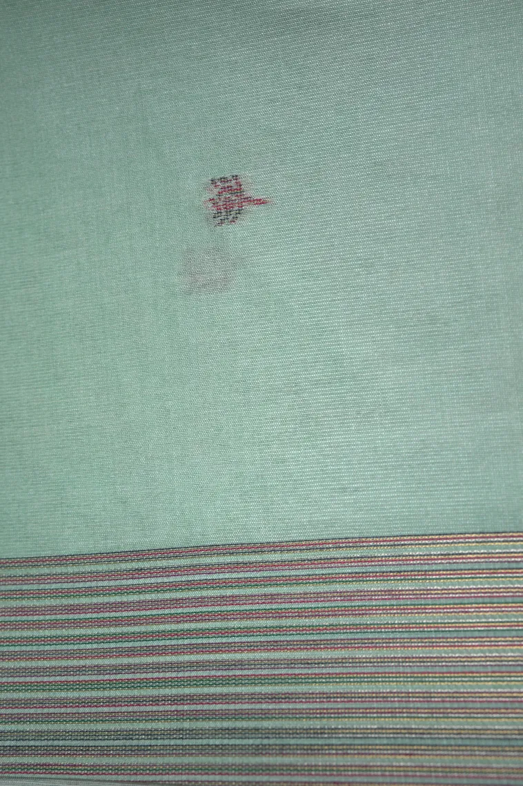 Mint Green Tussar Saree with Antic Zari Floral Patterns view 3