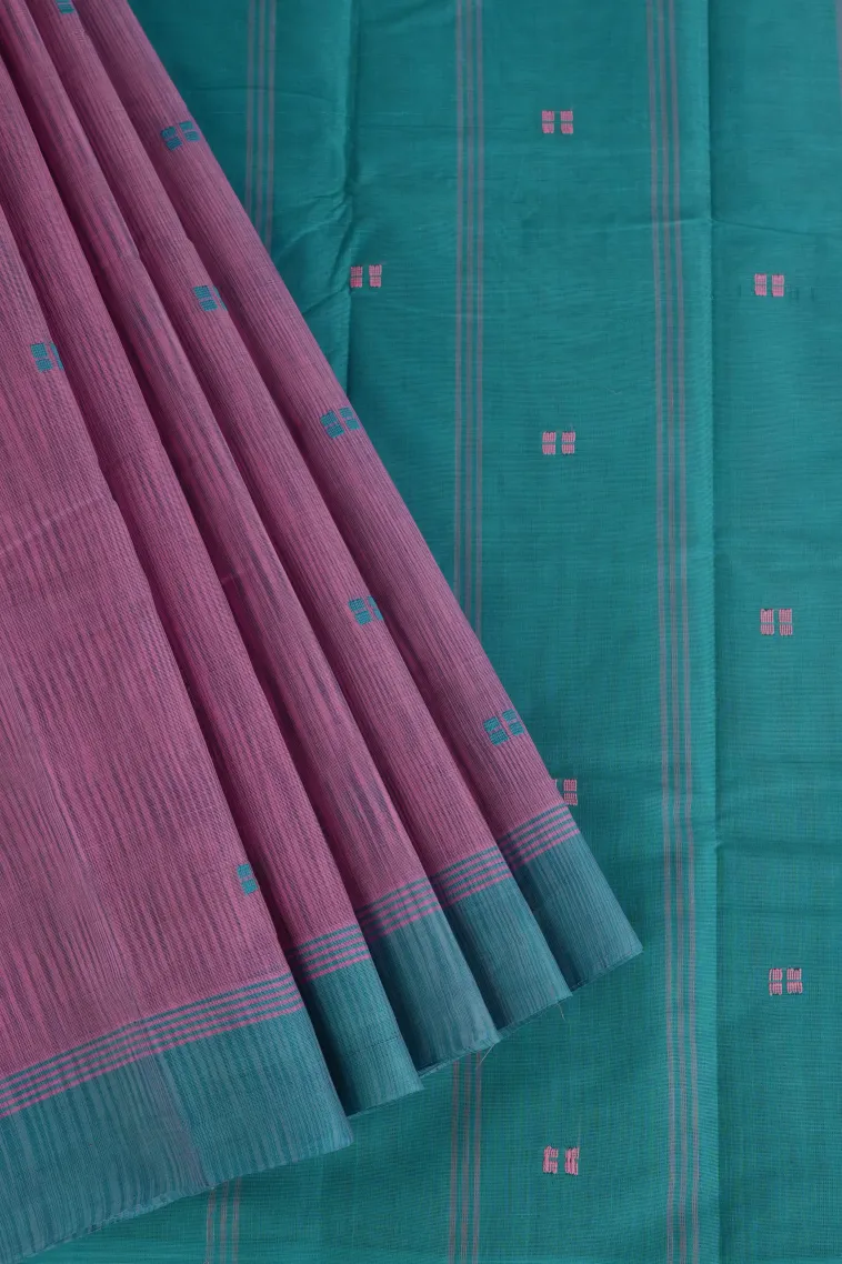 Lean Pink Kanchi Cotton Sarees Without Zari With Buttis (small Dots Or Motifs)