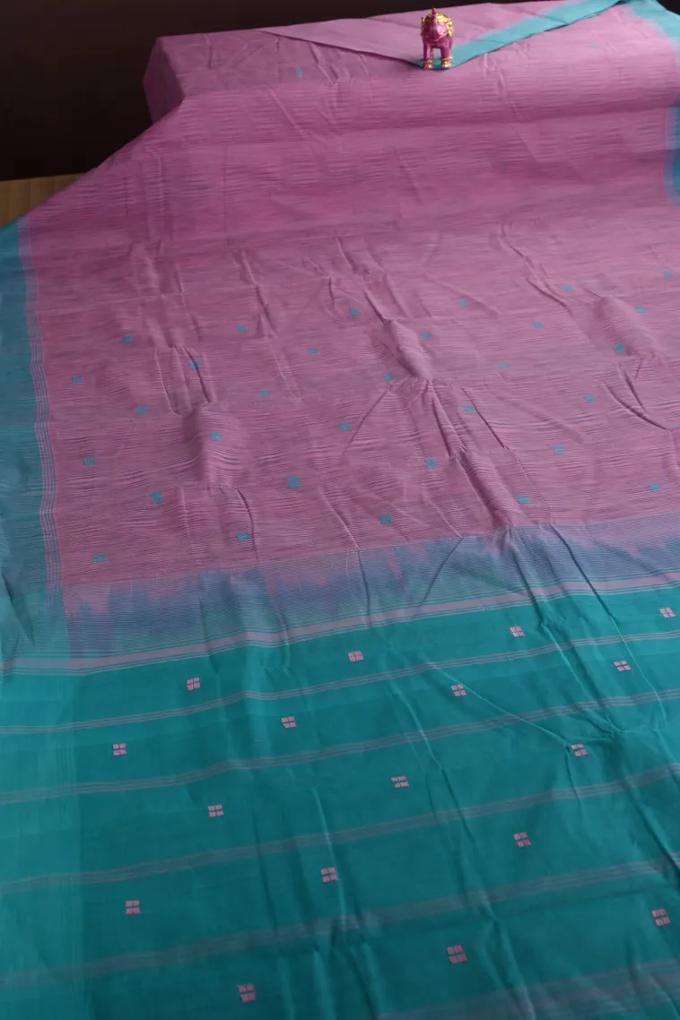 Lean Pink Kanchi Cotton Sarees Without Zari With Buttis (small Dots Or Motifs) view 2