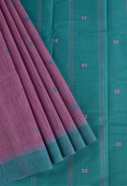 Lean Pink Kanchi Cotton Sarees Without Zari With Buttis (small Dots Or Motifs)