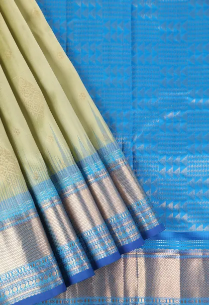 Pistachio Green Soft Silk Saree with Gold Zari Buttis (small Dots Or Motifs)