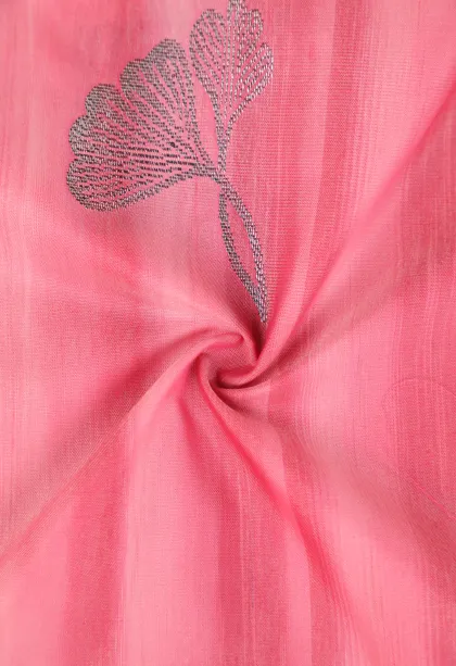 Rose Pink Soft Silk Saree with Antic Zari Flower Mottif