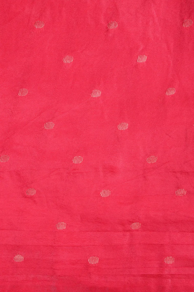 Rose Red Raw Silk Sarees with Gold Zari Rangoli Pattren view 3