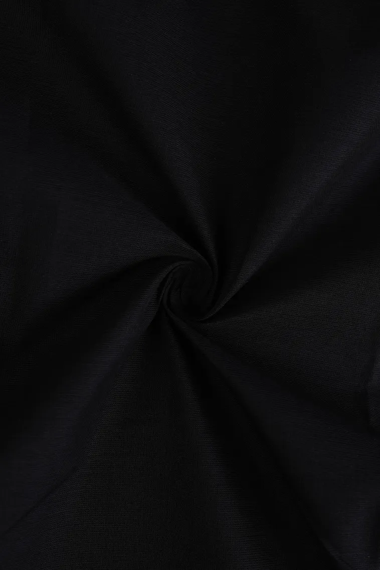 Asphalt Black Chettinad Cotton Sarees with Gold Zari Plain view 4