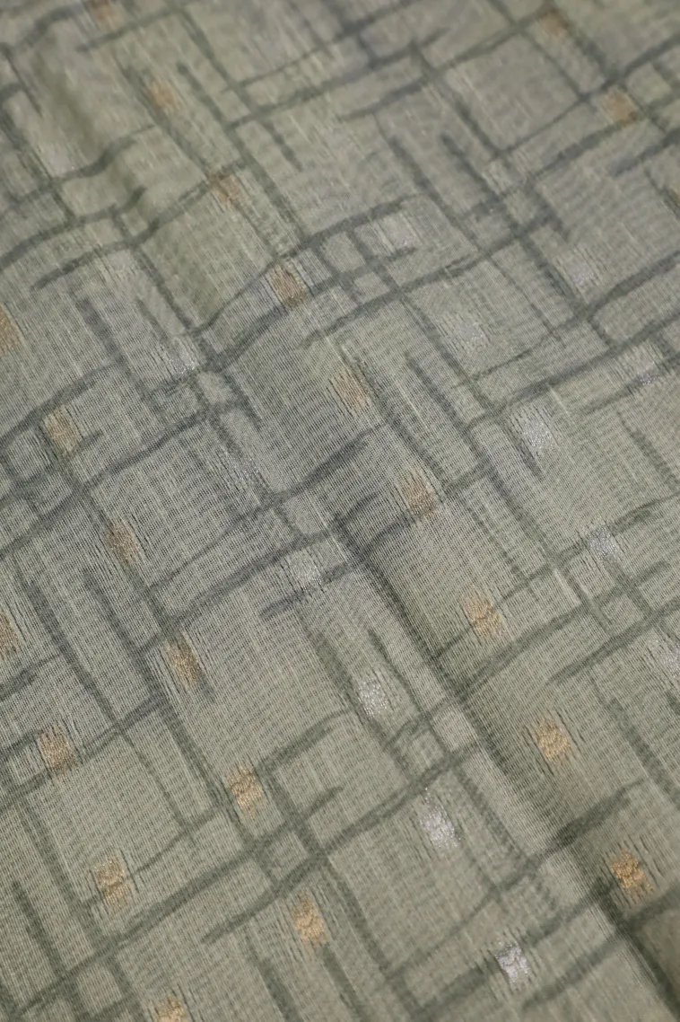 Heather Purple Semi Tussar Silk with Gold And Silver Zari Floral Patterns view 3