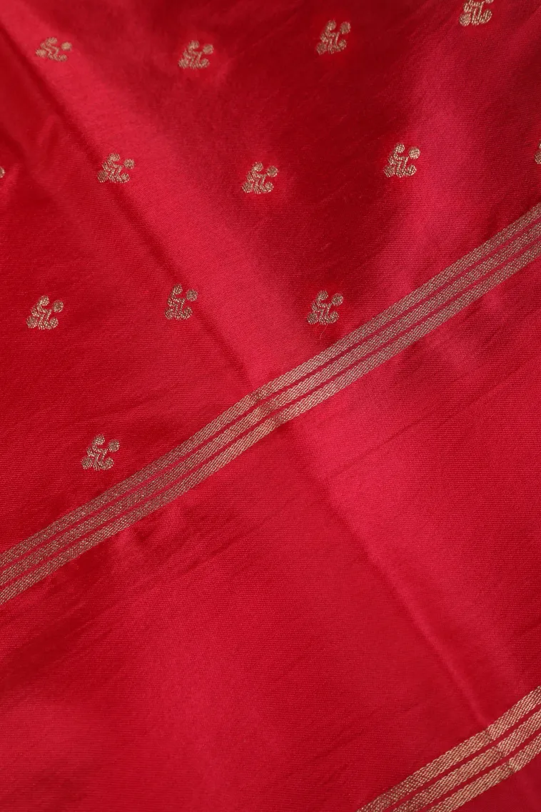 Indigo Blue Mysore Silk with Gold Zari Flower Mottif view 3