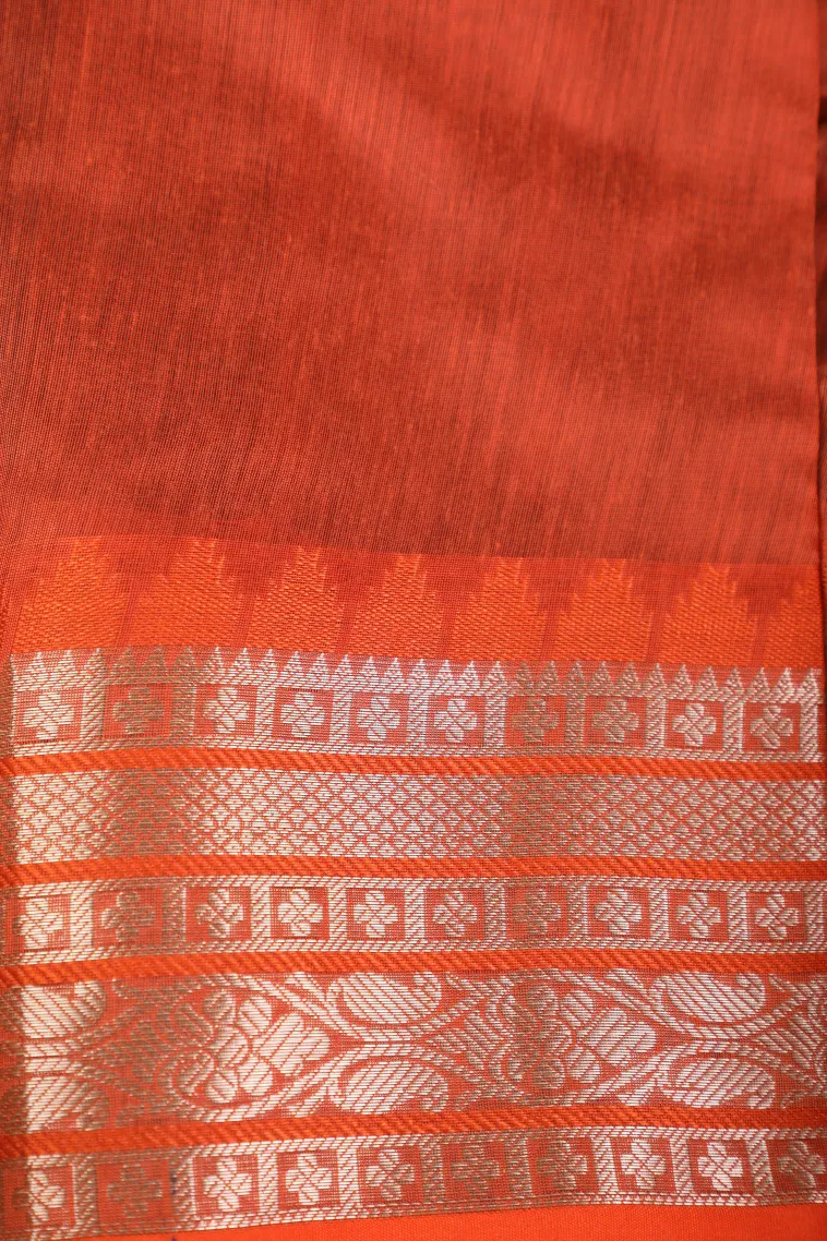 Indigo Blue Semi Tussar Silk with Bronze Zari Plain view 3