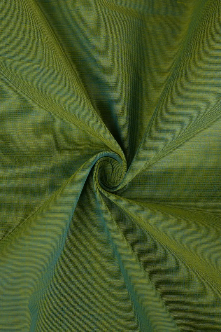 Olive Green Chettinad Cotton Sarees with Gold Zari Plain view 4